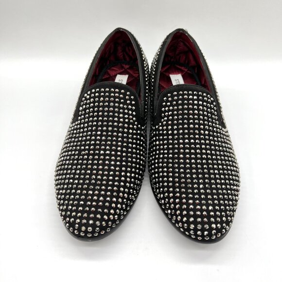 Steve Madden Mens 9 Caviarr Black Silver Studded Loafers‎ Dress Shoes - Picture 2 of 13